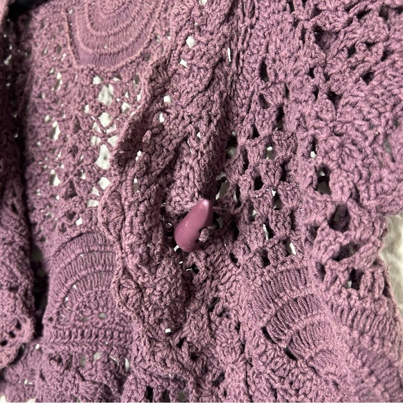 Mango Crochet Short Sleeveve Sweater Top Overlay - Picture 5 of 6